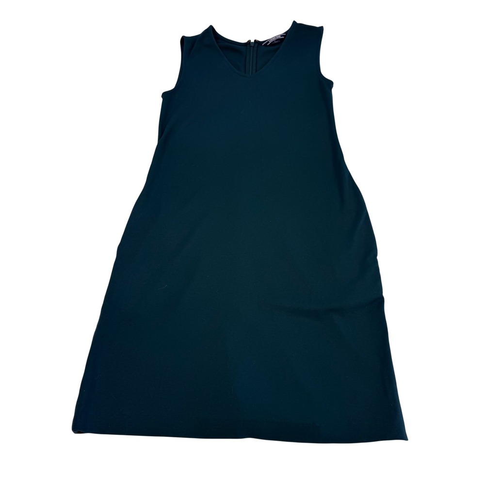 Lands End Womens Sz 2 Green Ponte Knit V-Neck Sleeveless Sheath Dress Pockets - Picture 10 of 16